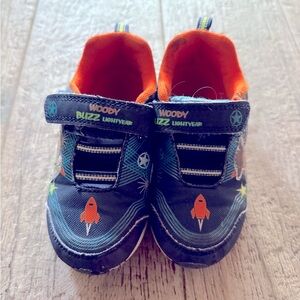 Used Woody buzz light year light up blue green & orange toddler boy shoes size 9